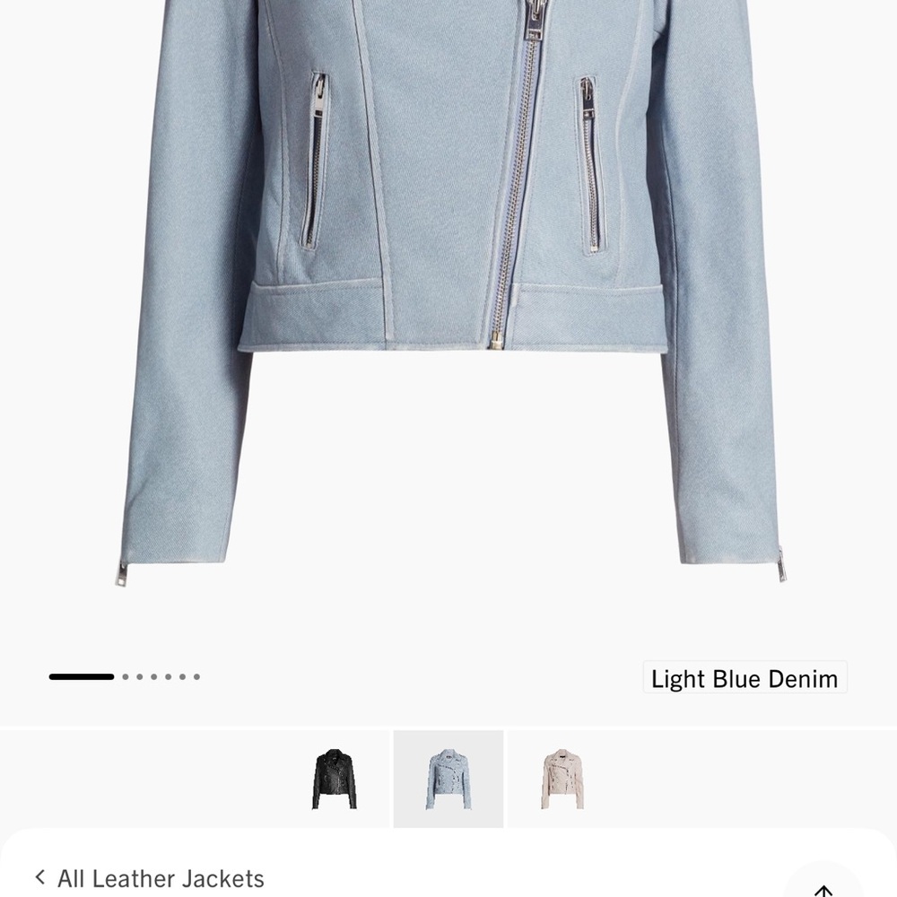 Lamarque denim colored leather Women's Jacket - Picture 4 of 4